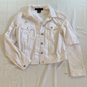 White distressed denim jacket
